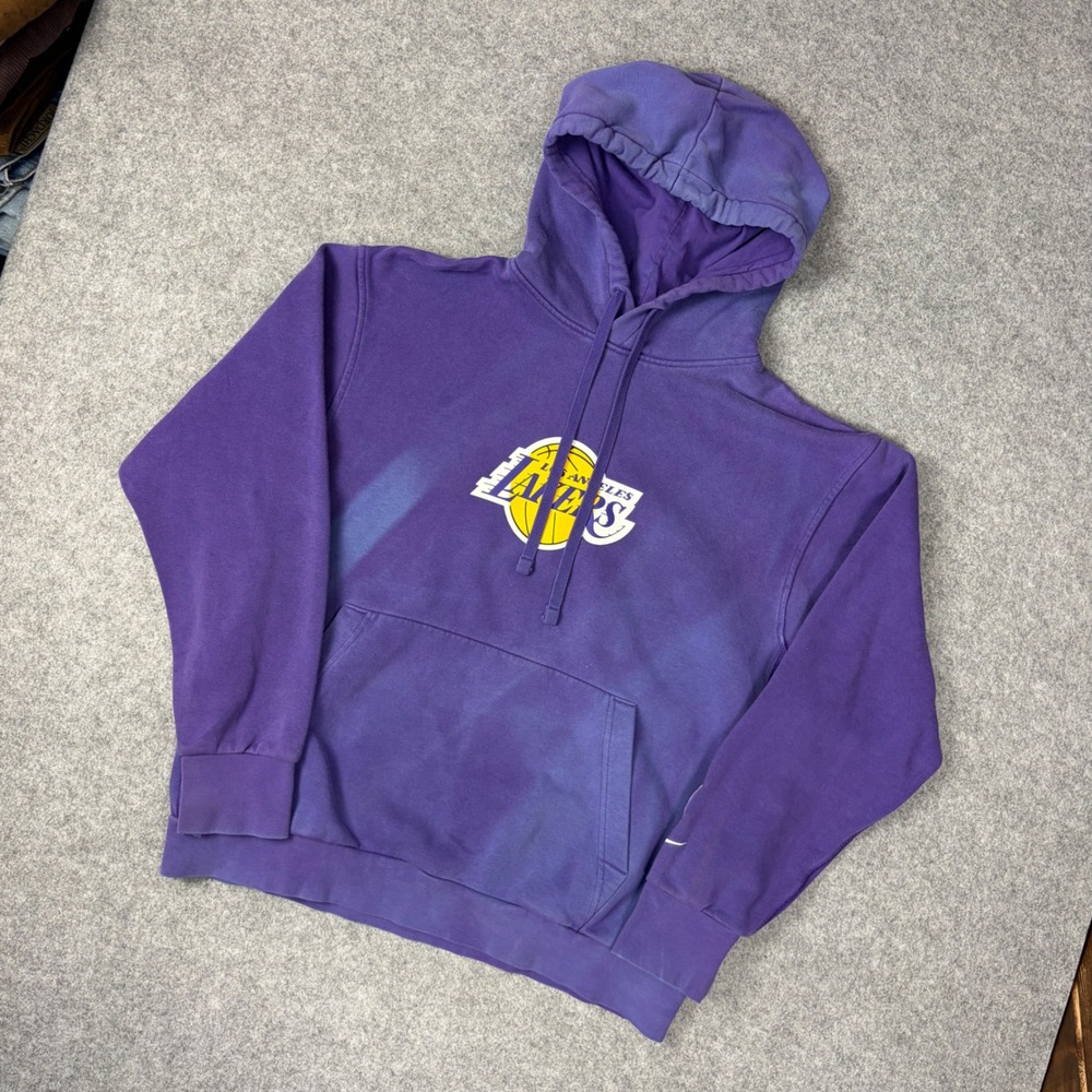Nike NBA Los Angeles Lakers Hoodie Mens Large Purple Faded 75th Anniversary L